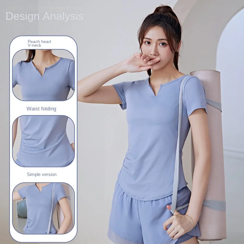 Женская летняя быстросохнущая однотонная свободная спортивная футболка с