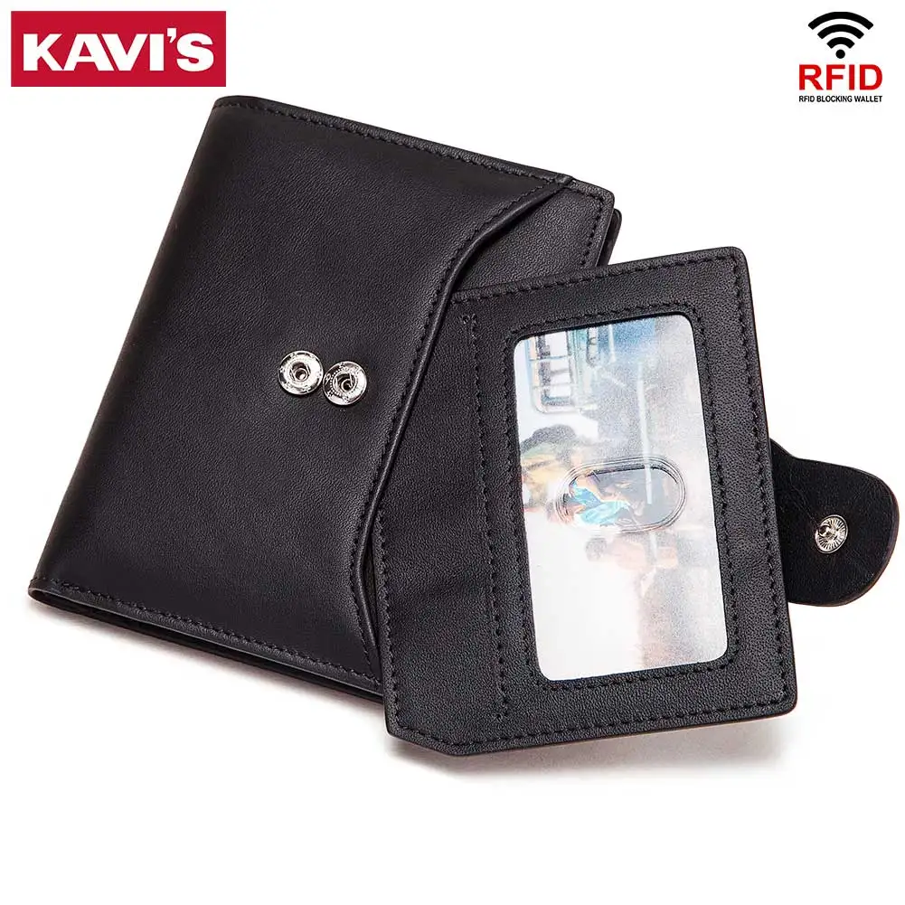

New Short Genuine Cowhide Men's Wallet Travel Fashion Purse RFID Blocking Card Holder For Women With Free Engraving Service