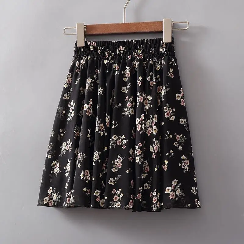 New Summer Women Floral Print Chiffon Mini Shorts Sexy Casual Streetwear High Waist Female Loose Wide Leg Shorts Skirts Elegant
