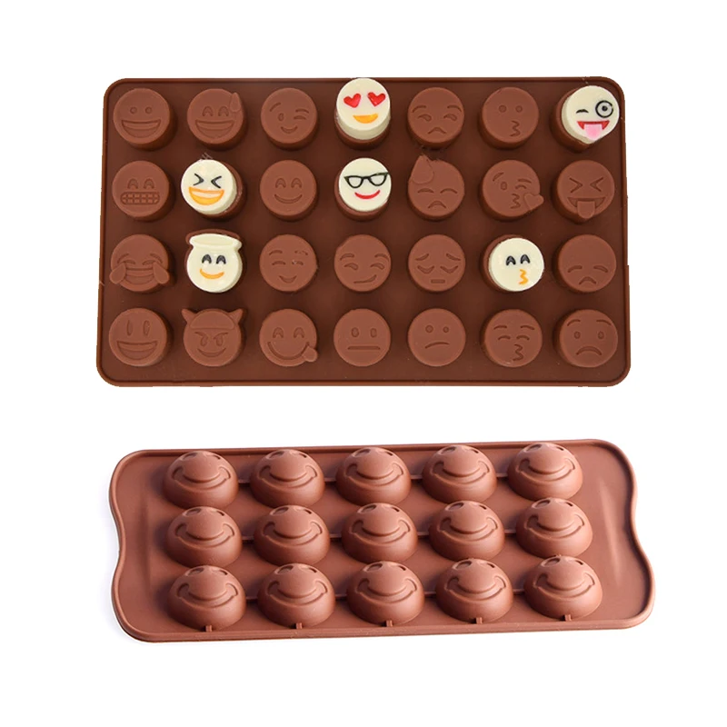 

Emoticons Chocolate Mold Smiley Face Hard Candy Gummy Mould Funny Ice Cube Tray Wax Melt Making Supplies Cake Decorating Tools
