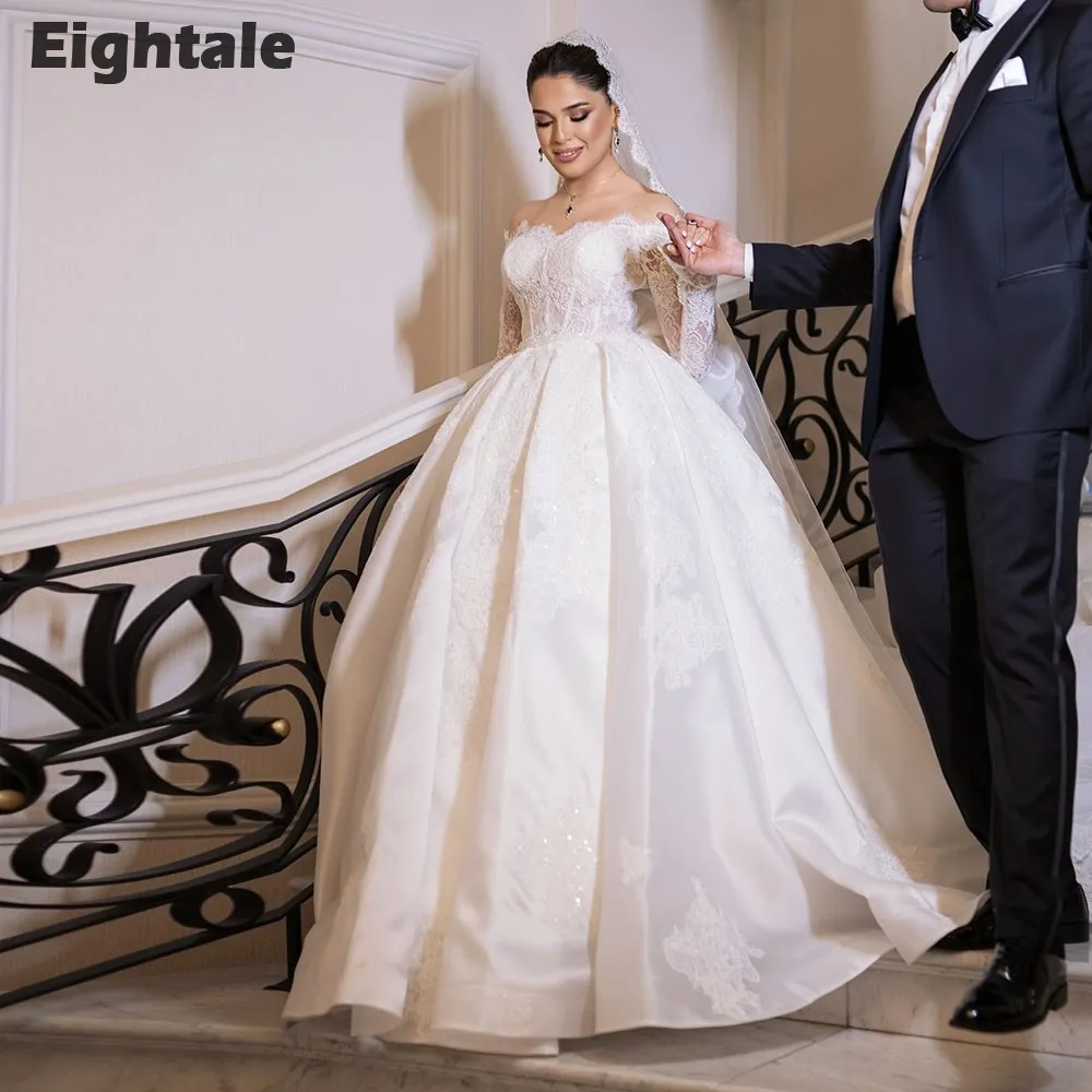 Eightale Элегантное свадебное платье в стиле бохо с открытыми плечами атласное