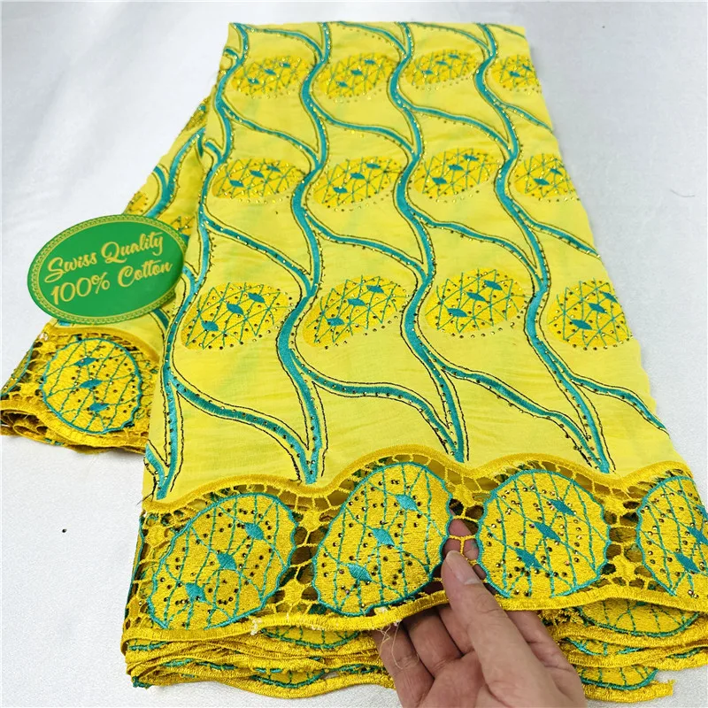 

5 yard Swiss lace fabric heavy beaded embroidery African 100% cotton fabrics Swiss voile lace popular Dubai style KL111702