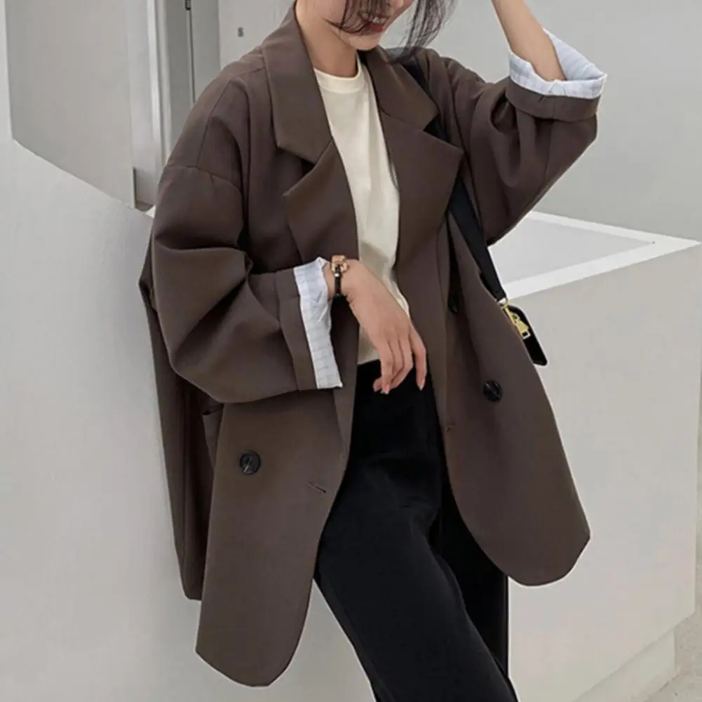 Suit Jacket Oversized Basic Style Office Lady Solid Color Formal Suit Coat Blazer Regular Length Casual Blazer for Office