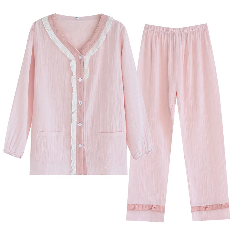 2023 New Pajamas for Women's Spring and Summer V-neck Breathable Casual and Comfortable Home Service Suit Sweet Style Sleepwear