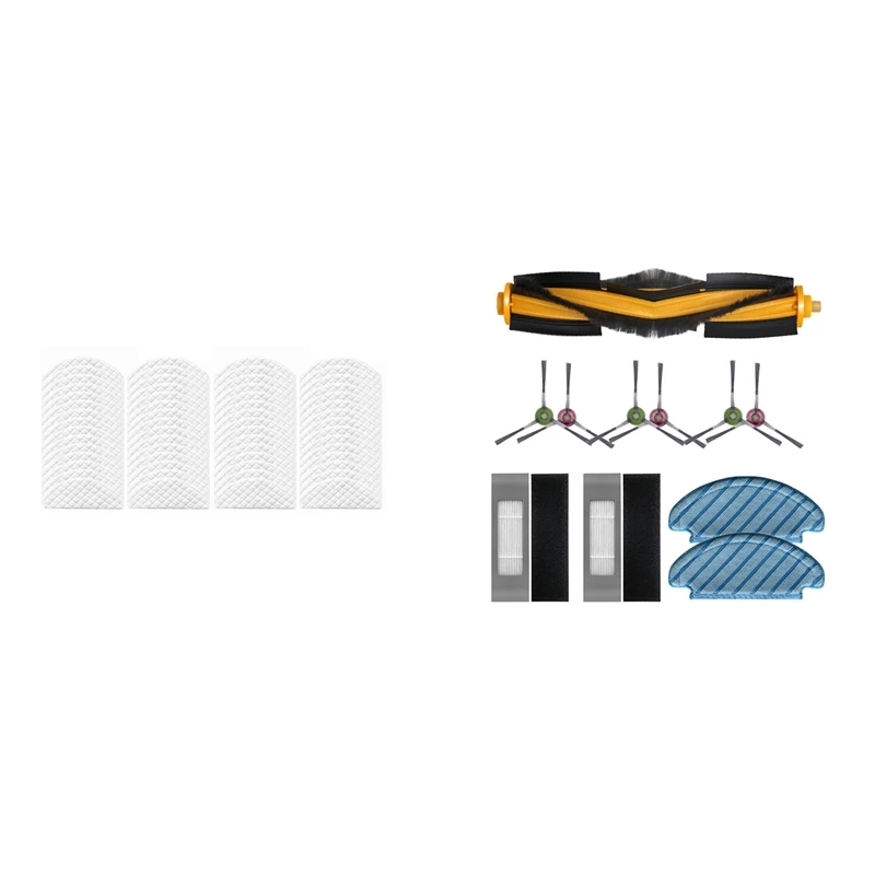 

60 Pcs Disposable Rags & 1 Set Mop Cloth Side Brush HEPA Filter Main Brushes