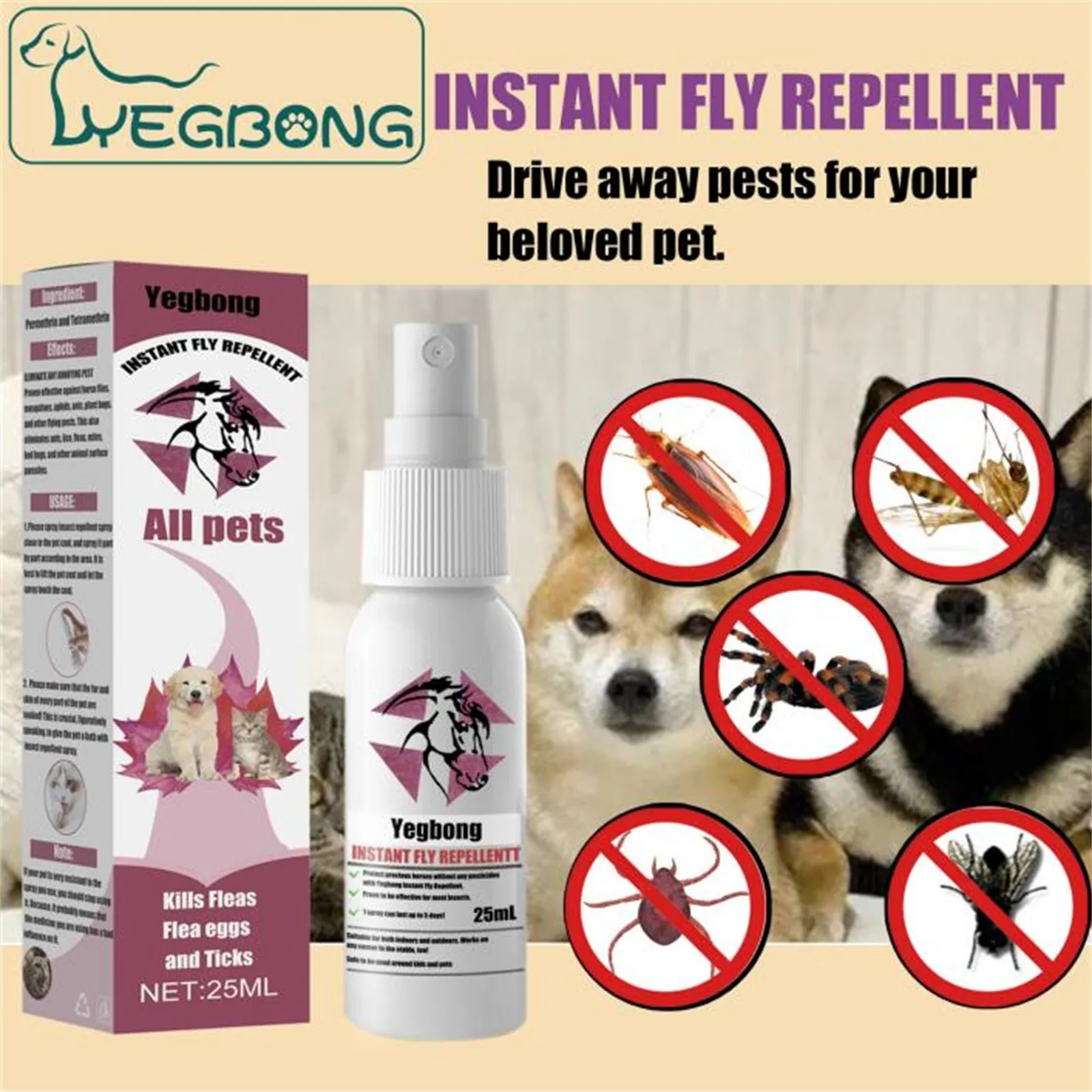 

Quick Acting Insectss Repellentss Pet Insectss Repellentss Spray Flea Repellentss Dog Tick Repellentss Tick Spray25ML