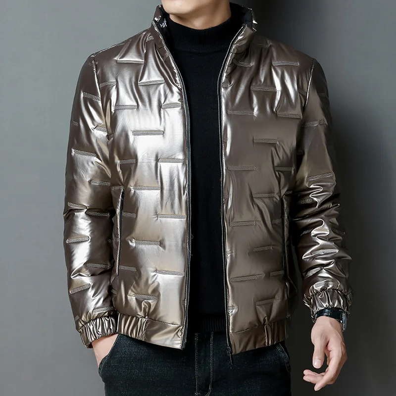 Winter Padded Men's Winter Wear Reflective Shiny Casual Stand Collar Men's Padded Jacket Men's Jacket