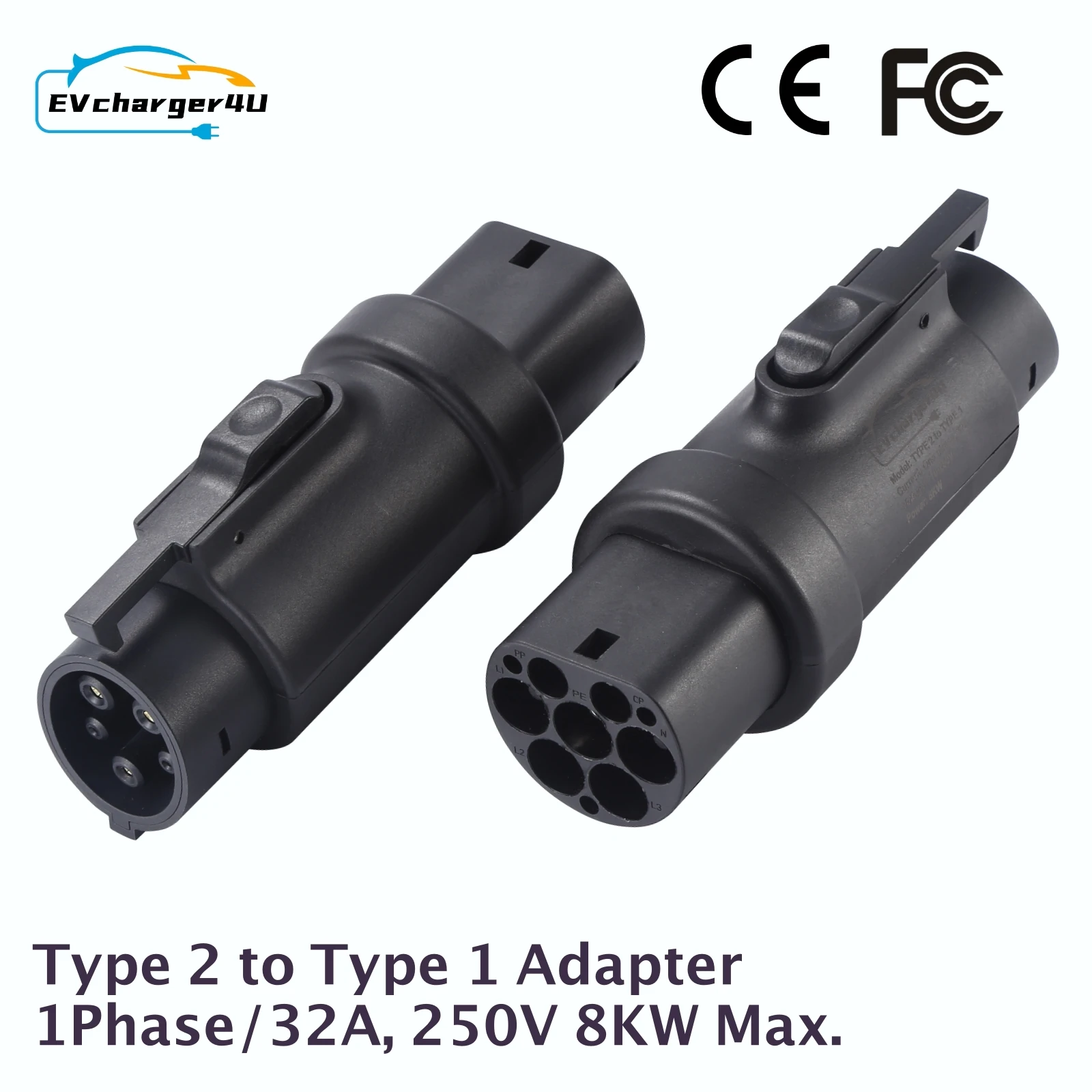 

EVcharger4U IEC62196 Type 2 to SAE J1772 Type 1 EV Adapter Charging Convertor 250V 32A Type2 Type1 GBT Charger Converter Adaptor