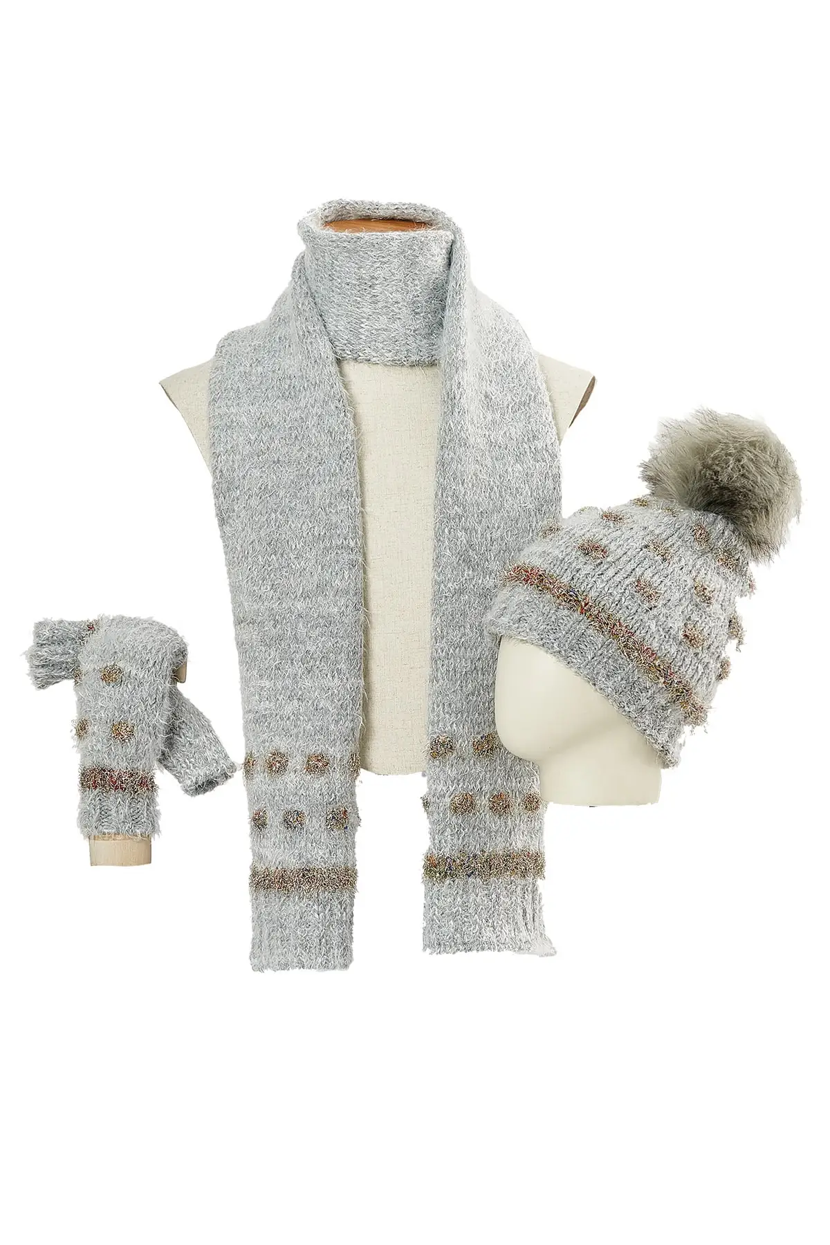 

Scarf Neck Collar Beanie Gloves Triple Set Autumn Winter New Season Products Very off) Cz diamond And Economical