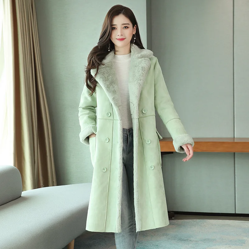 Lamb Wool Coat Women Winter 2022 New Loose Fur Cotton-Padded Jacket Mid-Length Deerskin Overcoat