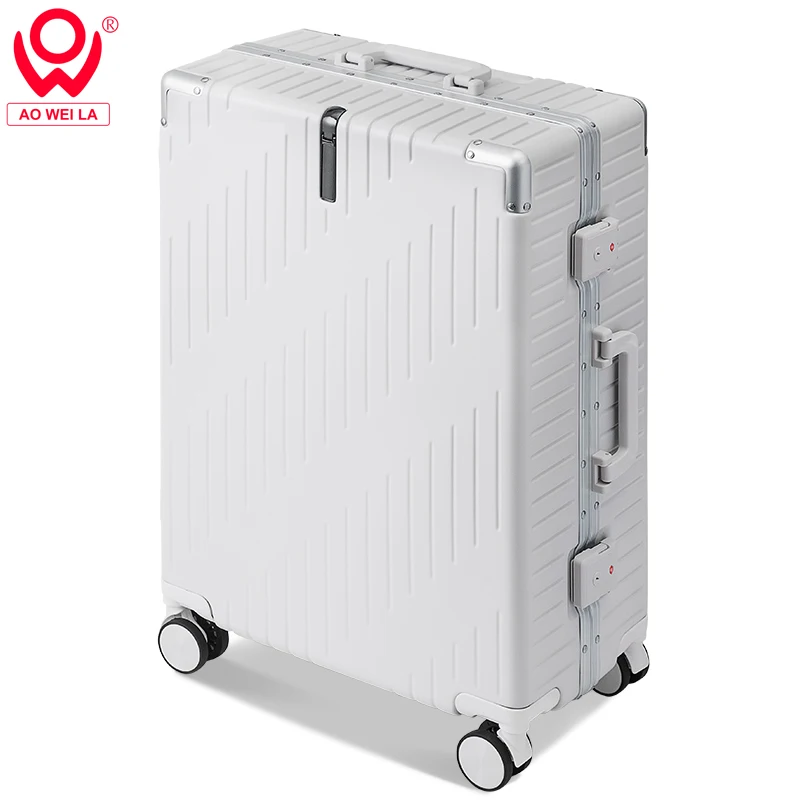 Travel Suitcase Aluminum Luggage Trolley Case Universal Wheel Storage Box Large Capacity Aluminum Frame Leather 20,24 Inch