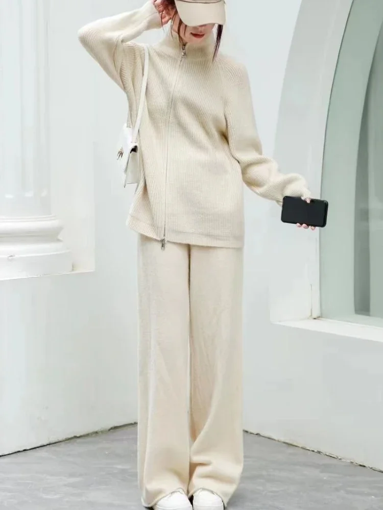 Осень/зима 2023 женская повседневная свободная трикотажная рубашка с высоким