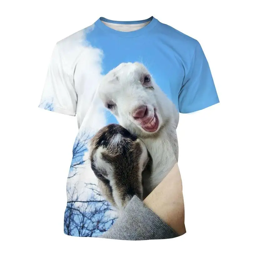 

Summer Animal Goat 3d Printing T-shirt For Men And Women Casual Unisex Round Neck Street Style Breathable Lightweight Tops