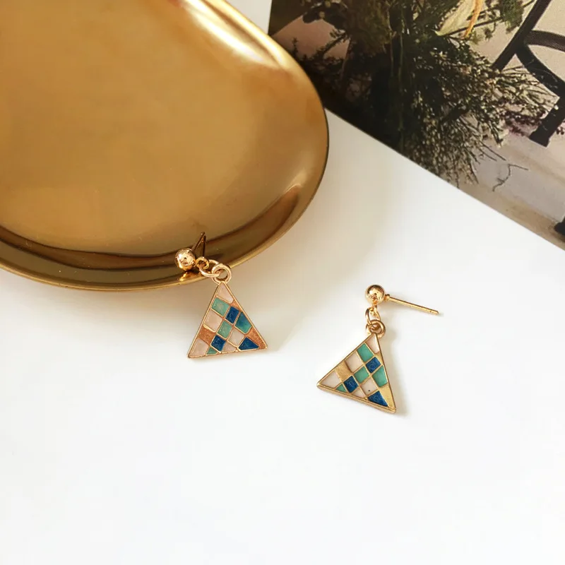 

Trendy Jewelry Triangle Earrings 2022 New Trend Simply Hot Selling Enamel Drop Earrings For Women Accessories