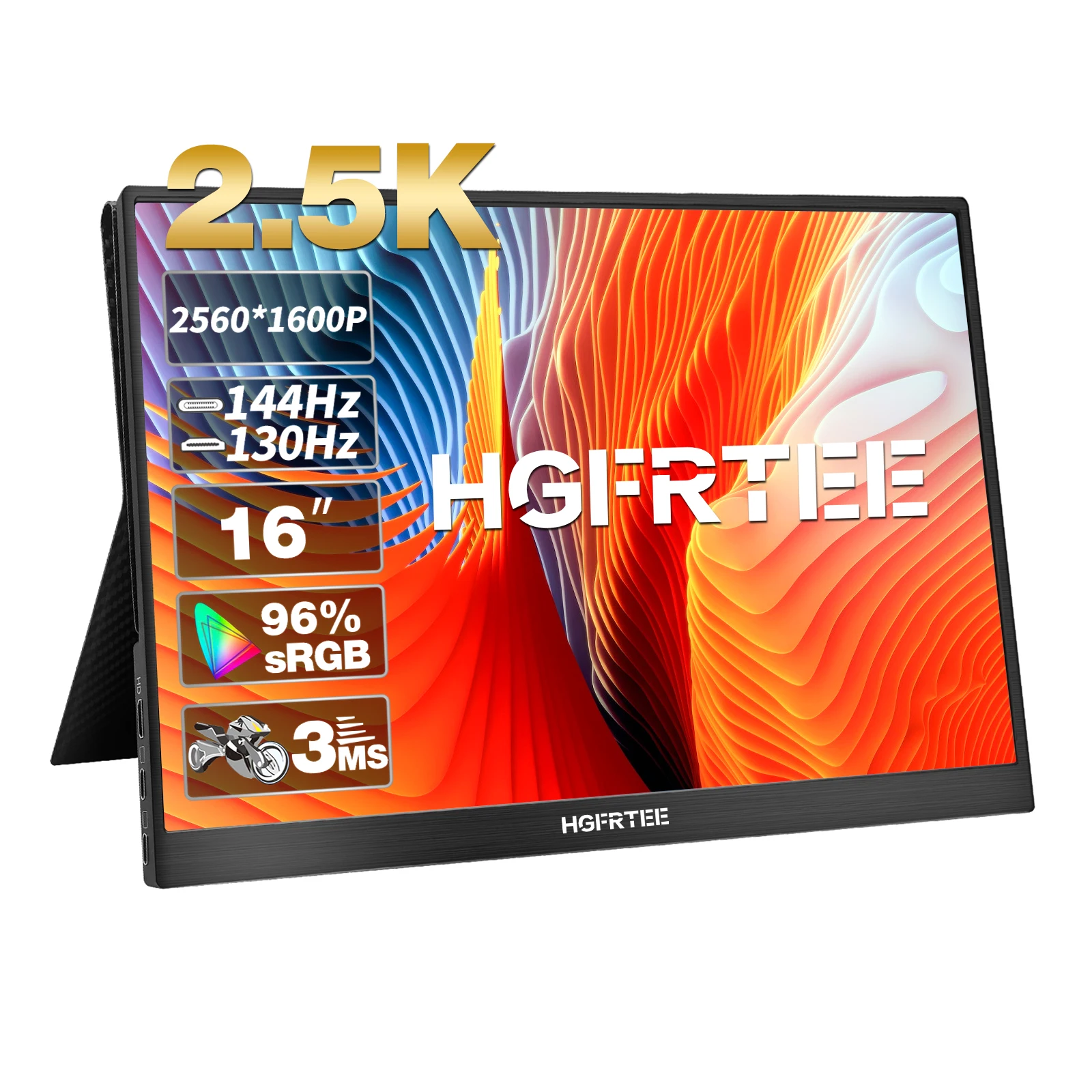 

16 Inch 2.5K 165Hz Portable Monitor 2560*1600 16:10 100%sRGB 500Cd/m² Display Game Screen For Laptop Mac Phone Xbox PS4/5 Switch