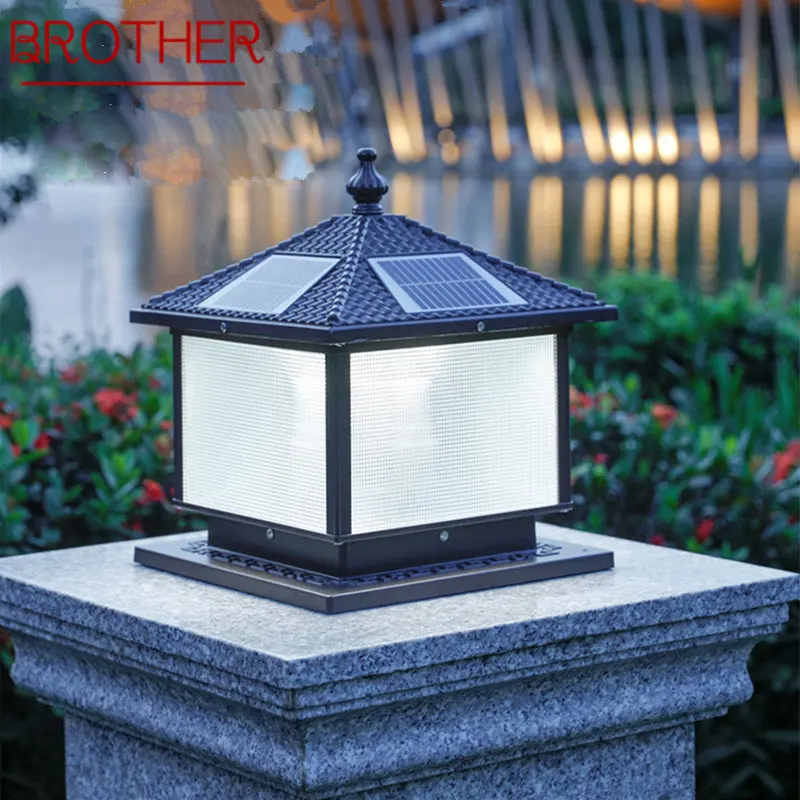 

BROTHER Solar Post Lamp LED Outdoor Creative Simple Pillar Lights Waterproof IP65 for Home Villa Hotel Courtyard Porch