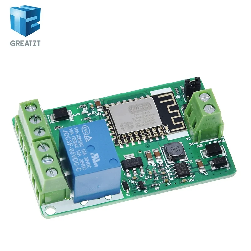 Зеленый релейный модуль ESP8266 10А 220В, сетевой Wi-Fi модуль реле, вход DC 7В~30В, 4-слойная плата, вход TVS, автоматическая защита (art.: 3920da06d477f) - 3920da06d477f