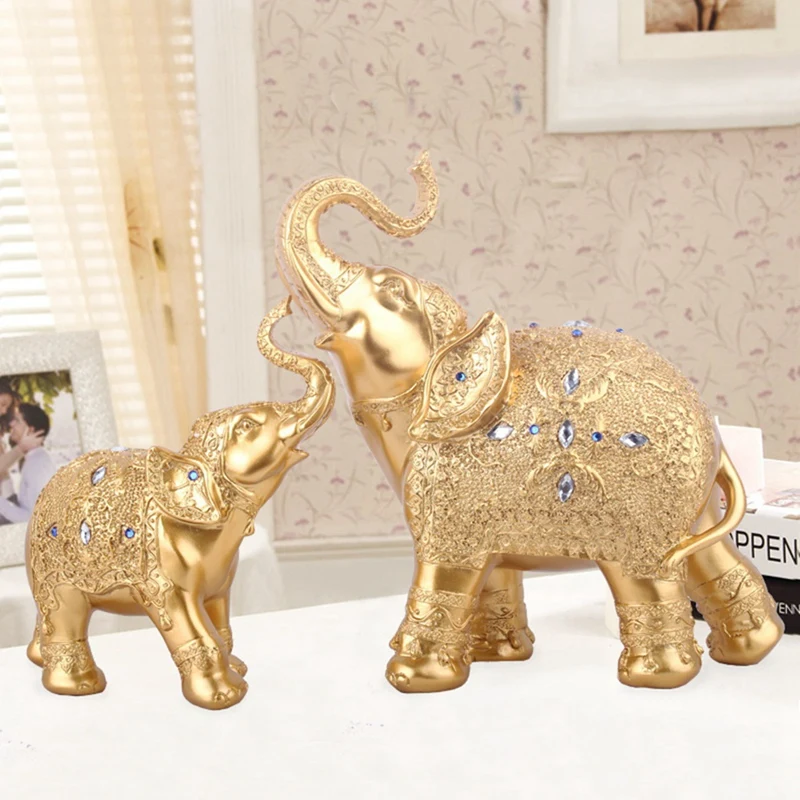 Resin Crafts Thailand Elephant Gold Ornament Elephant Home Entrance TV Cabinet Animal Ornaments Decoration