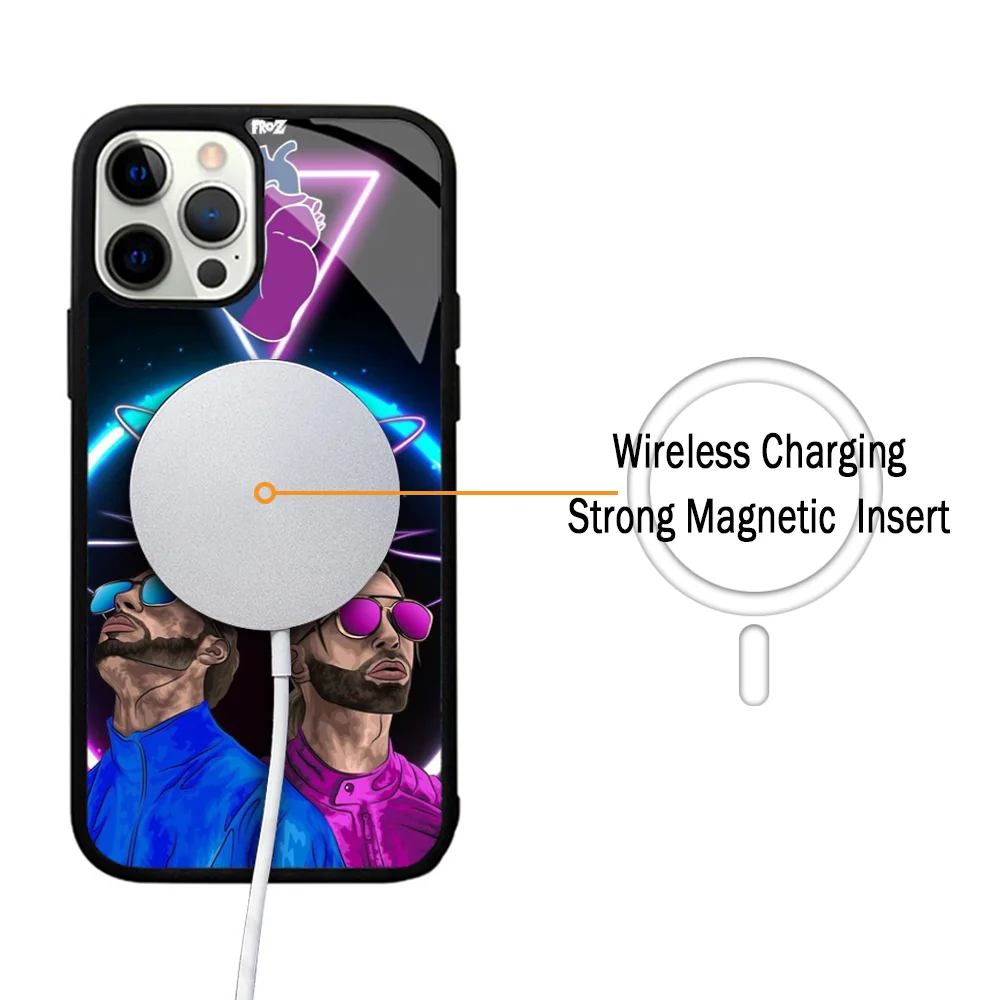 PNL QLF Rapper Black Phone Case For IPhone 16 15 Pro Max 14 Plus 13 12 11 Magesafe Magnetic Wireless Charge Cover