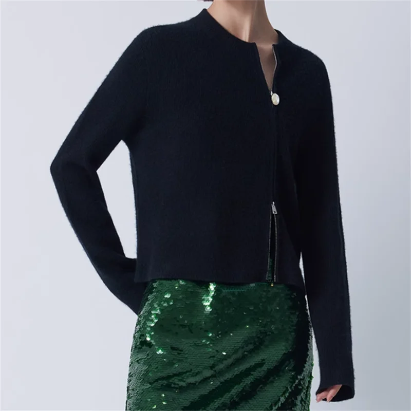 Кардиган для женщин новинка эластичный вязаный облегающий Топ с длинным рукавом