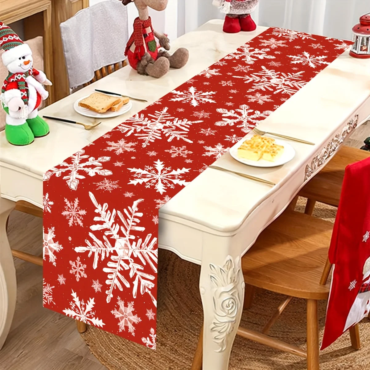 

Скатерть-дорожка shinehope Красная снежинка из льна