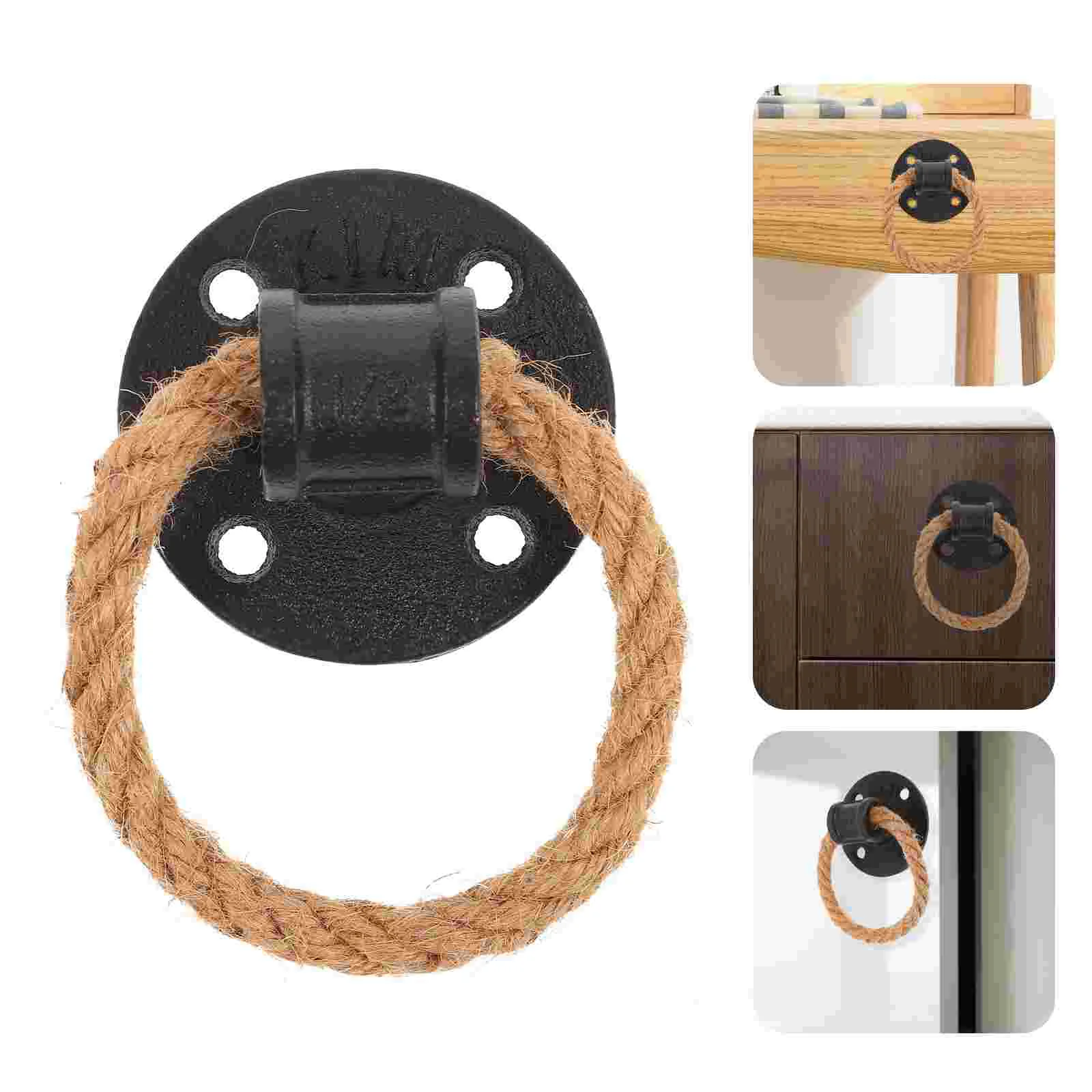 Веревочная ручка с кольцом шкафа ящик винтажные дверные черные ручки