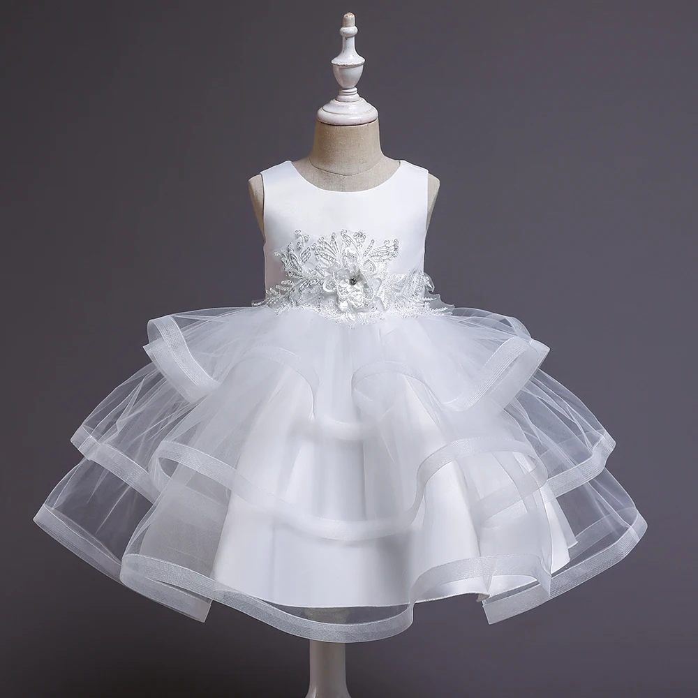 

Summer Dress Kids Clothes White Tutu Wedding Party Dresses For Girls Elegant Princess Pageant Formal Gown Children Vestidos