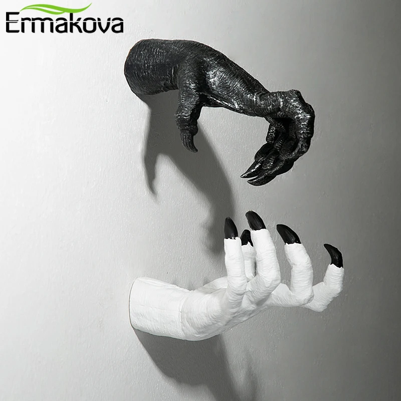 

Декоративный настенный держатель ERMAKOVA с головой единорога из смолы, настенный держатель с головой животного, подвесная стойка с крючком дл...