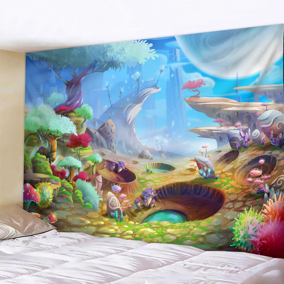 Гриб психоделический гобелен комнатный настенный Богемный Цыганский для