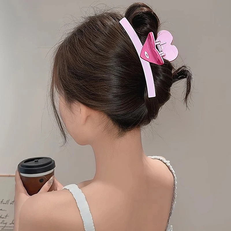 Новые розовые заколки для волос с сердечком большого размера женщин и девочек