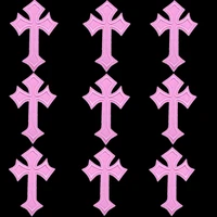 10pcs lot cross embroidered patches for clothing sewing supplies decorative badges applique ironing clothing jeans black cross