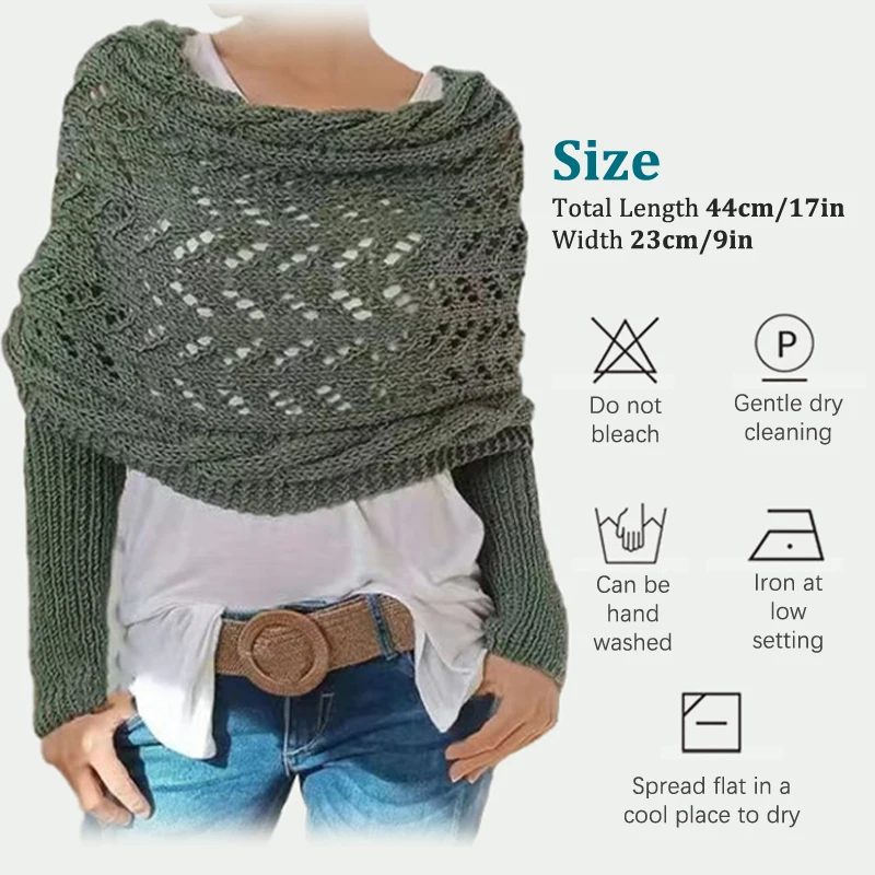 1 шт. простая универсальная шаль со скелетом свитер шарф с рукавами для женщин