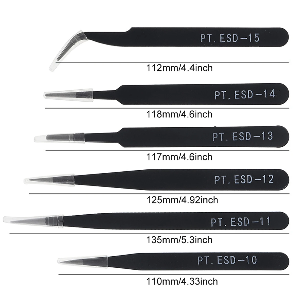 

Набор антистатических пинцетов из нержавеющей стали, 1 мм/1/3 мм, 1,5/6 шт.