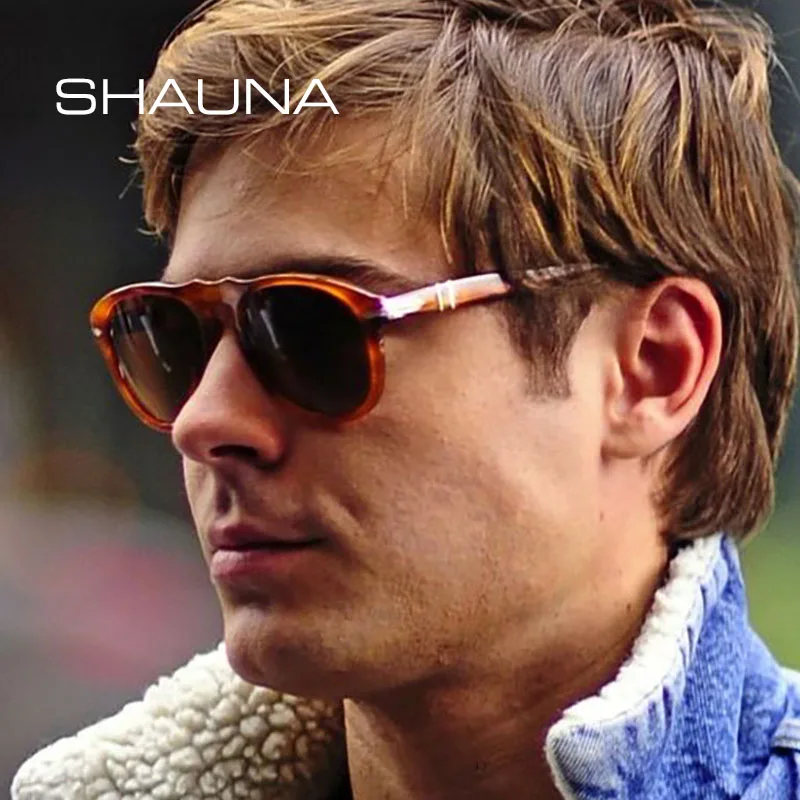 

SHAUNA Retro Polarized Pilot Sunglasses Brand Designer Fashion Anti-Blue Light Glasses Frames
