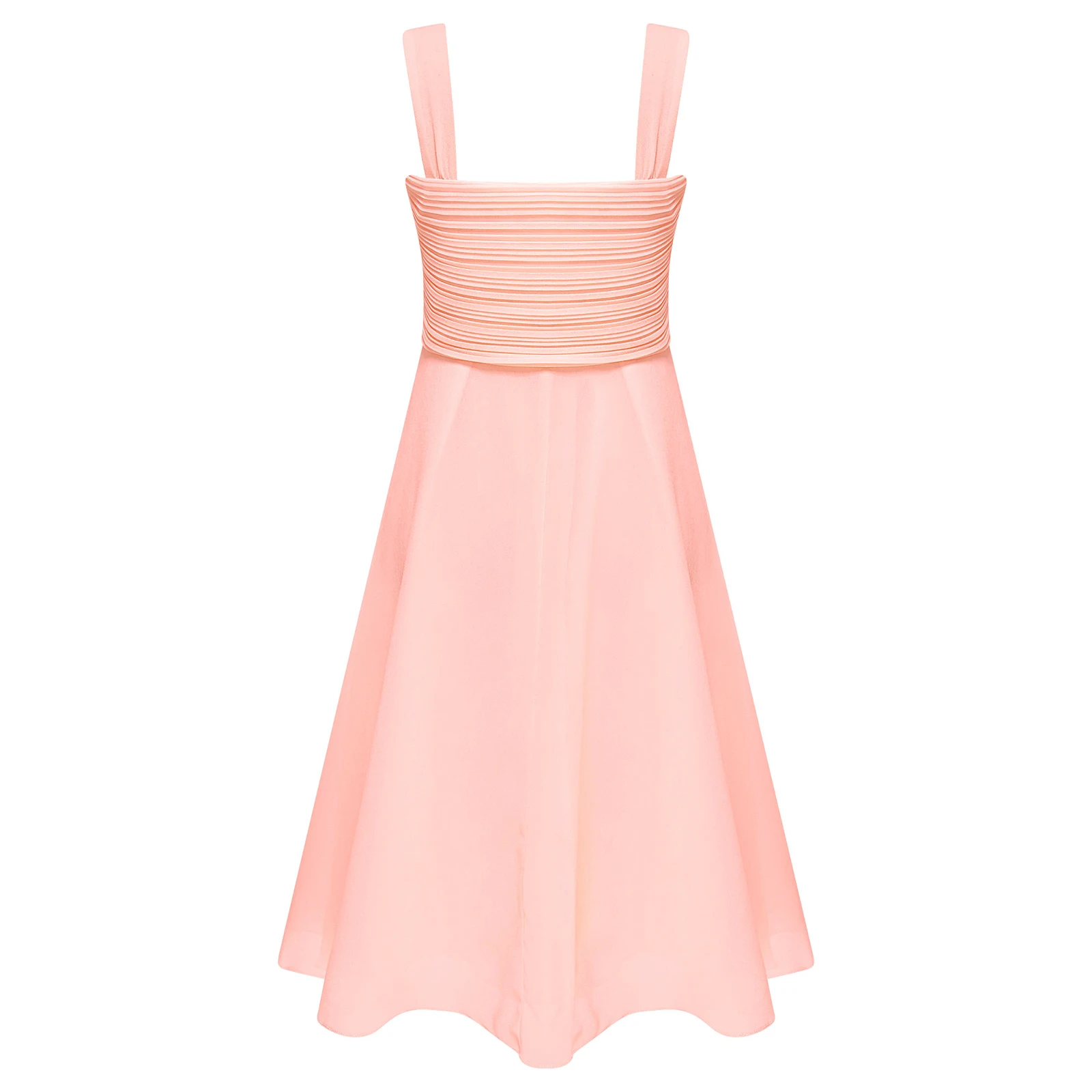 Платье-макси шифоновое с рюшами без рукавов на свадьбу или выпускной