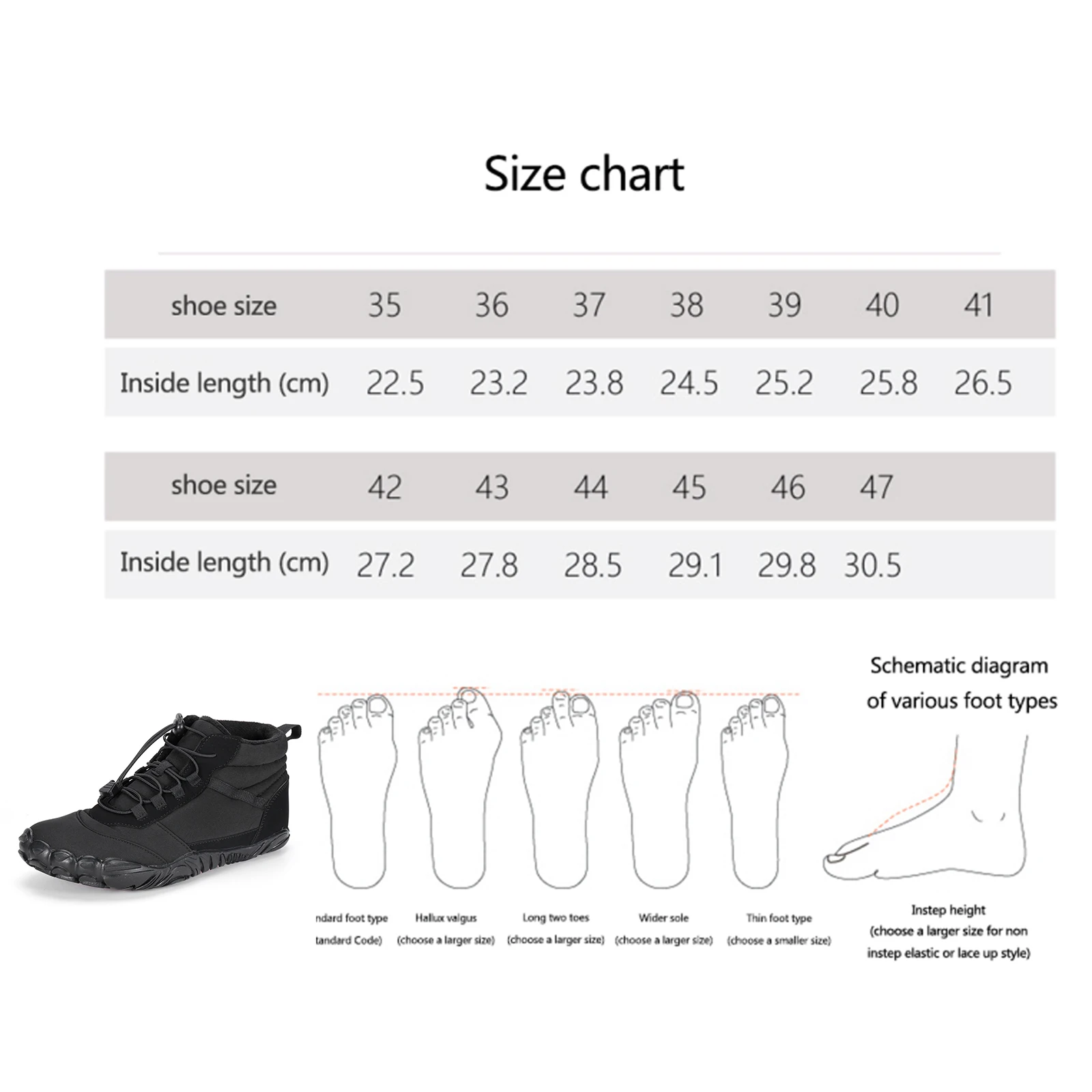 1 Pairs Unisex High-top Barefoot Shoes Winter Men Women Padded and Waterproof Running Shoes Non-Slip Breathable for Outdoor Walk images - 6