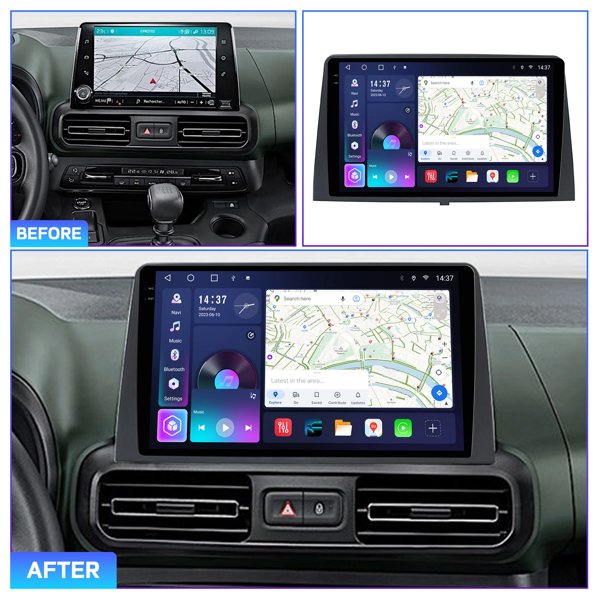 Фото Автомобильный DVD-плеер Penhui на Android, 2 Din, для Citroen Berlingo 2021 ----   Мультимедийный экран с DSP, Bluetooth, аудио и CarPlay №2
