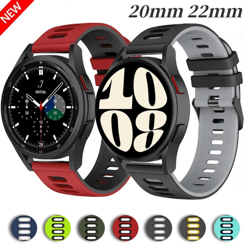 Фото Ремешок силиконовый для Samsung Watch 5/4/3 40/44 мм, спортивный браслет для Amazfit GTR/GTS Correa, 22 мм 20 мм №1