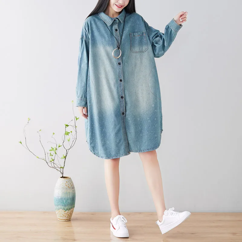 

SuperAen 2022 Весенние новые рубашки средней длины свободные негабаритные тонкие ветровки с принтом Женское пальто