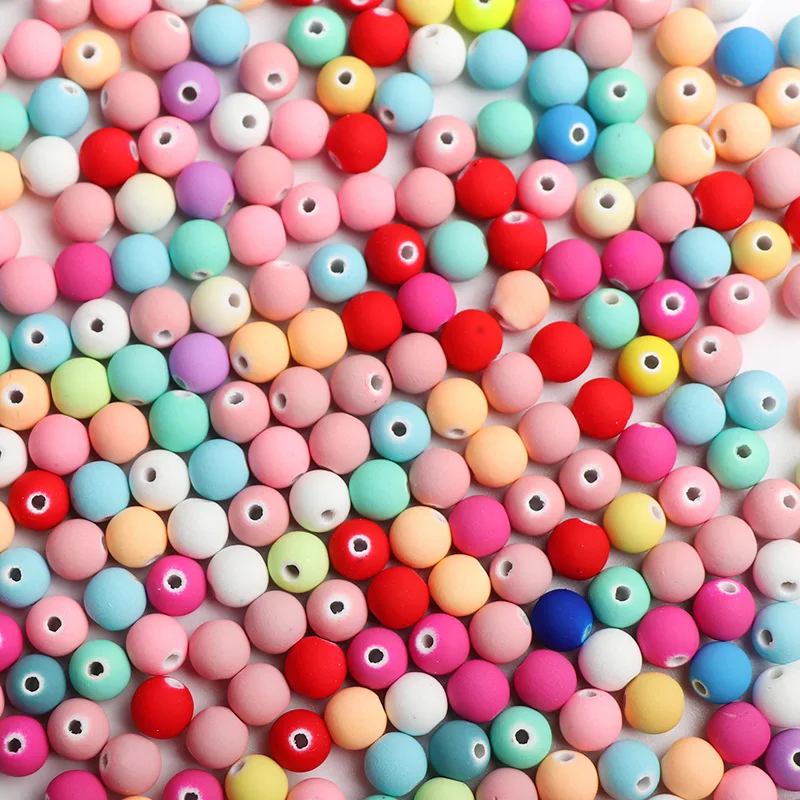 

8/10MM Acrylic Rubber Beads Ball Colorful For Jewelry Accessories DIY Handmade Materials Spacer Bracelets Earrin