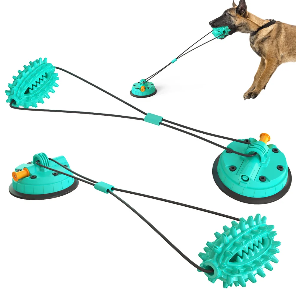 

Dog Molar Bite Toy Multifunction Pet Chew Toys Upgraded Double Suction Cup Dog Pull Ball for Dogs Cleaning Tooth Food Dispenser