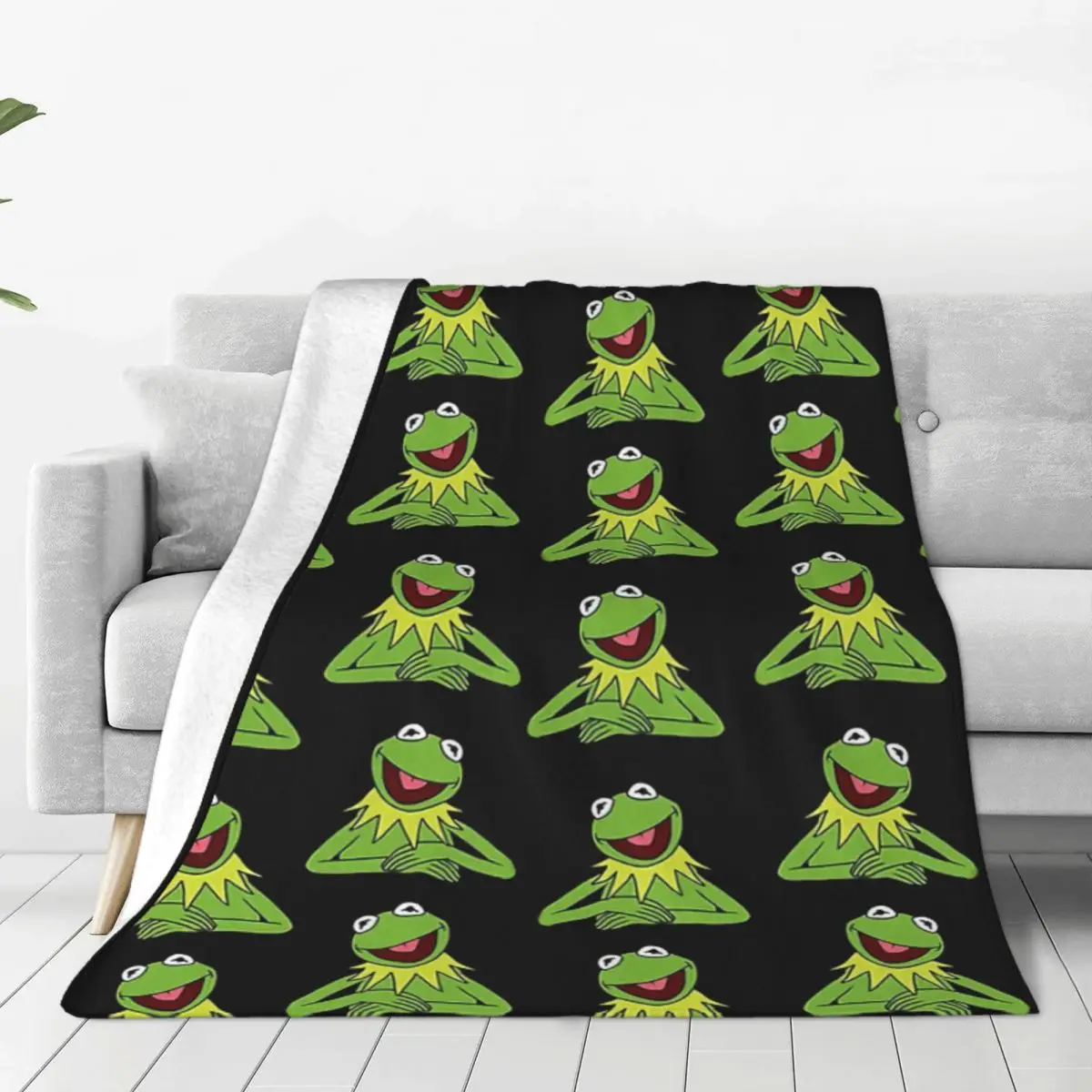 

Kermit The Frog Pattern Flannel Fleece Blanket For Kids Teens Adults Soft Cozy Warm Fuzzy