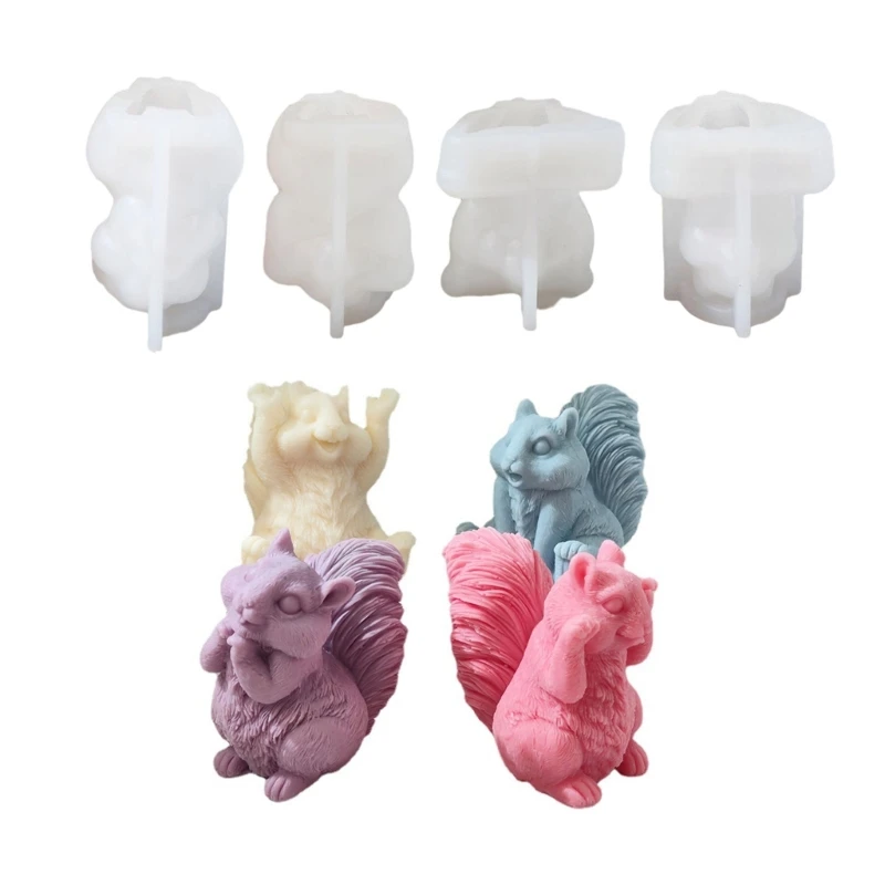 

Silicone Candle Mold Handmade Cute Squirrel Shaped Epoxy Gypsum Mould Decors