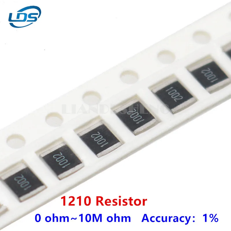 

50pcs 1210 1% SMD resistor 0R ~ 1M 1/2W 0 1 10 100 150 220 330 ohm 1K 2.2K 10K 100K 220K 0R 1R 10R 100R 150R 220R 330R 470R 10M