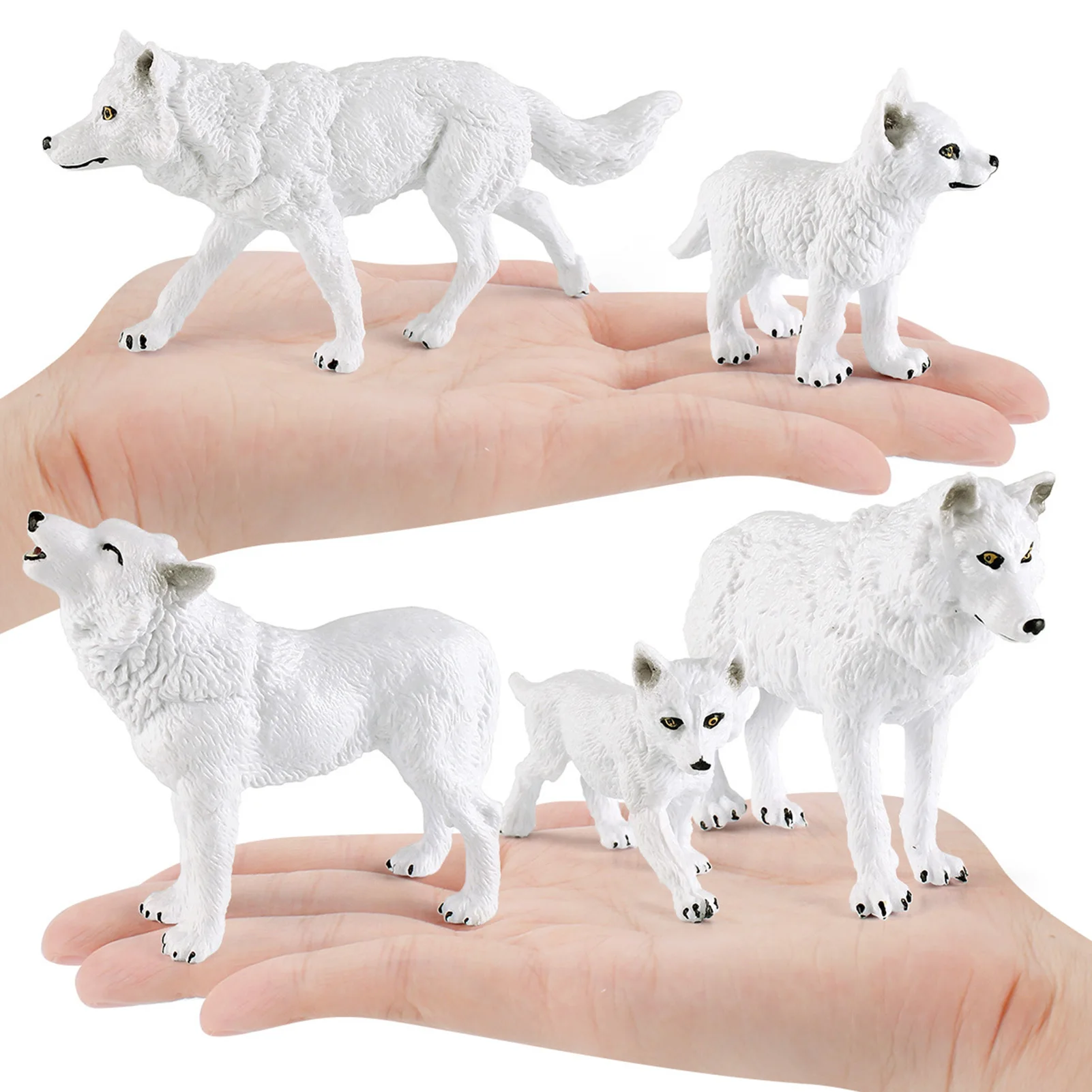 5 штук искусственные фигурки белый Арктический волк искусственный семейный торт