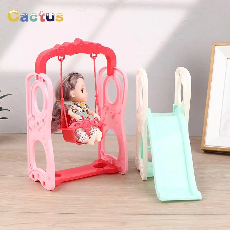 

1Set Doll house home scene decoration swing slide suit model decoration amusement park for Children DIY Girls Toys