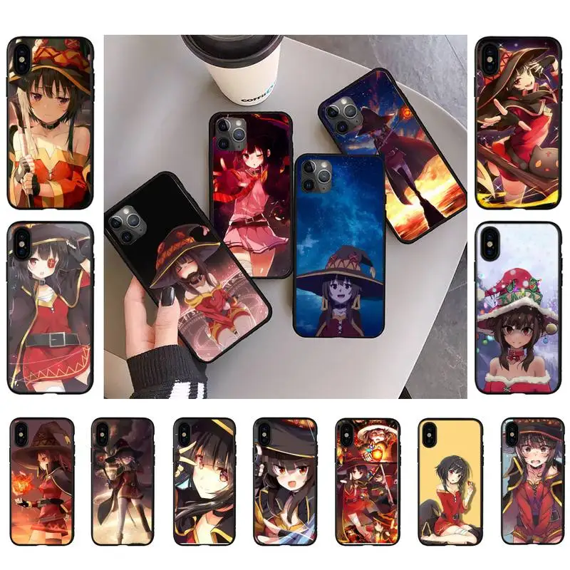 

Japan Anime Konosuba Megumin Phone Case for iPhone 11 12 13 mini pro XS MAX 8 7 6 6S Plus X 5S SE 2020 XR case