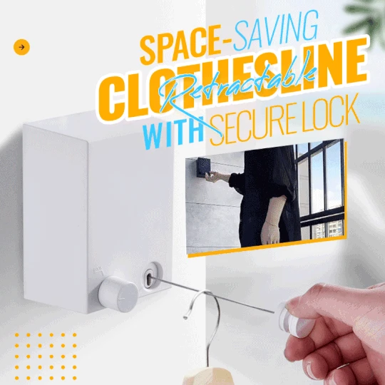 

4.2M Space-saving Retractable Clothesline with Secure lock Clothes Drying Rack Rope Home Storage Organiser Laundry Hanger