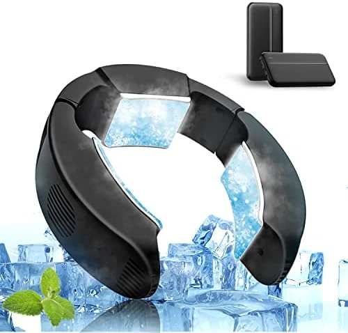 

Fan Portable Air Conditioner Bladeless Neck Fan with 3 Cooling Plates Two Speed Adjusted Portable Fan USB Fan with 10000mAh Powe