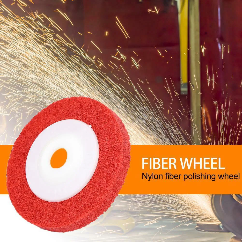 

4Inch Nylon Fiber Polishing Wheel Red Covered Electrical Equipment Supplies Flap Discs Abrasive Metal Buffing Grinding Wheel